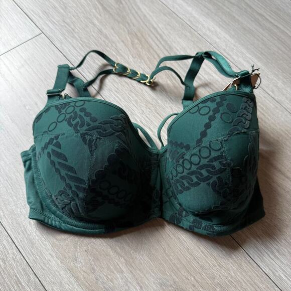 Marlies Dekkers Balcony Bra sps Padded Push up in GREEN 32F NWT the Muse - Picture 1 of 13